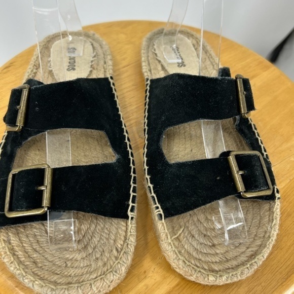 Soludos double black suede strap espadrille slide on sandal 8 - Picture 8 of 13